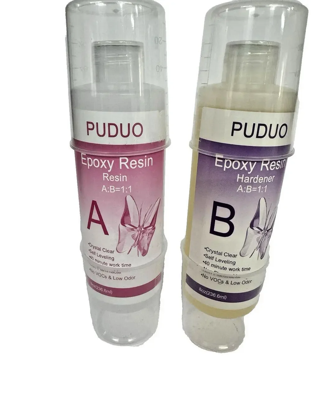 (RB) PUDUO Epoxy Resin Kit 16oz 1:1 Crystal Clear Self Leveling Resin & Hardener - Picture 2 of 4